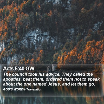 Acts 5:40 GW Bible Verse Image