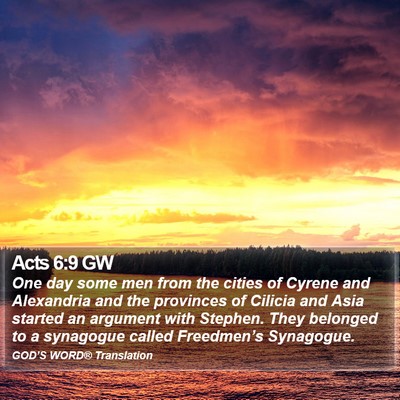 Acts 6:9 GW Bible Verse Image