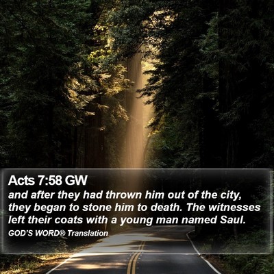 Acts 7:58 GW Bible Verse Image