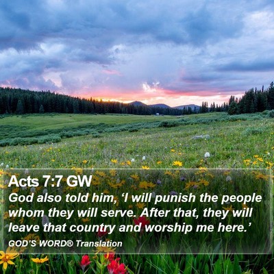 Acts 7:7 GW Bible Verse Image