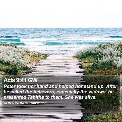 Acts 9:41 GW Bible Verse Image