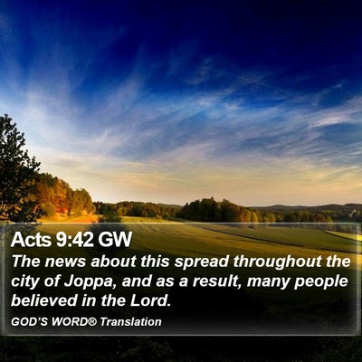 Acts 9:42 GW Bible Verse Image