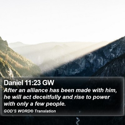 Daniel 11:23 GW Bible Verse Image
