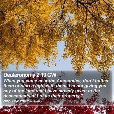 Deuteronomy 2:19 GW Bible Verse Image