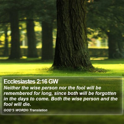 Ecclesiastes 2:16 GW Bible Verse Image
