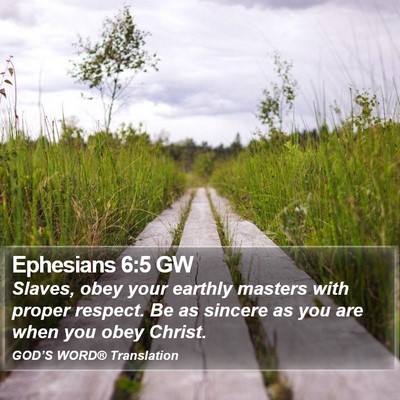 Ephesians 6:5 GW Bible Verse Image