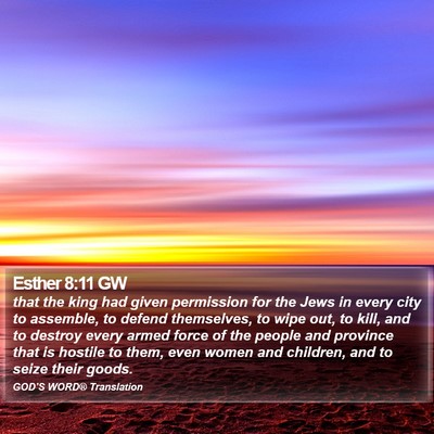 Esther 8:11 GW Bible Verse Image