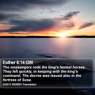 Esther 8:14 GW Bible Verse Image