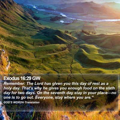 Exodus 16:29 GW Bible Verse Image