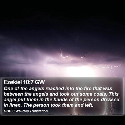Ezekiel 10:7 GW Bible Verse Image