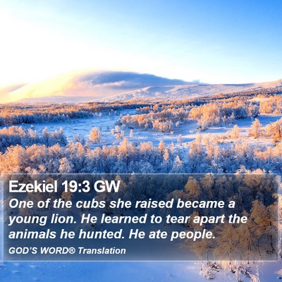 Ezekiel 19:3 GW Bible Verse Image