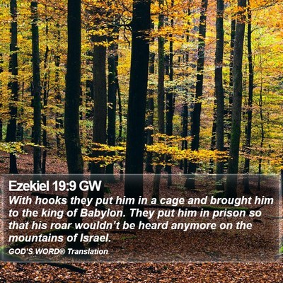 Ezekiel 19:9 GW Bible Verse Image