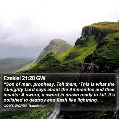 Ezekiel 21:28 GW Bible Verse Image