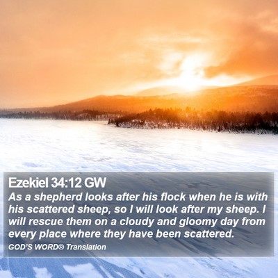 Ezekiel 34:12 GW Bible Verse Image