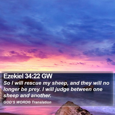 Ezekiel 34:22 GW Bible Verse Image