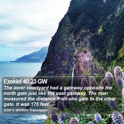 Ezekiel 40:23 GW Bible Verse Image
