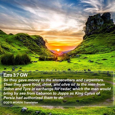 Ezra 3:7 GW Bible Verse Image