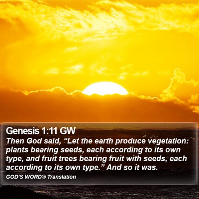 Genesis 1:11 GW Bible Verse Image