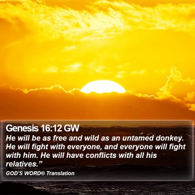 Genesis 16:12 GW Bible Verse Image