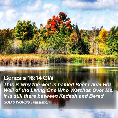 Genesis 16:14 GW Bible Verse Image