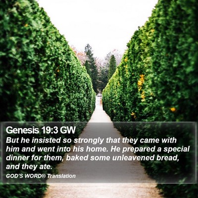 Genesis 19:3 GW Bible Verse Image