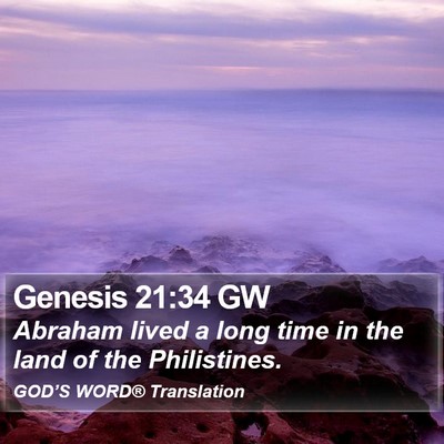 Genesis 21:34 GW Bible Verse Image