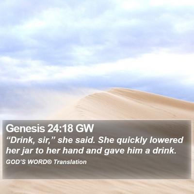 Genesis 24:18 GW Bible Verse Image