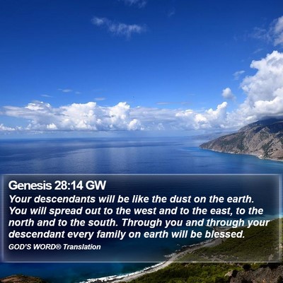 Genesis 28:14 GW Bible Verse Image