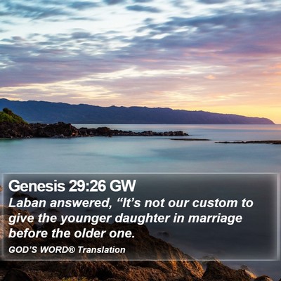 Genesis 29:26 GW Bible Verse Image