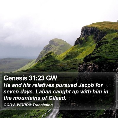 Genesis 31:23 GW Bible Verse Image