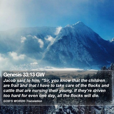 Genesis 33:13 GW Bible Verse Image