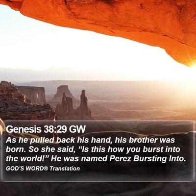 Genesis 38:29 GW Bible Verse Image