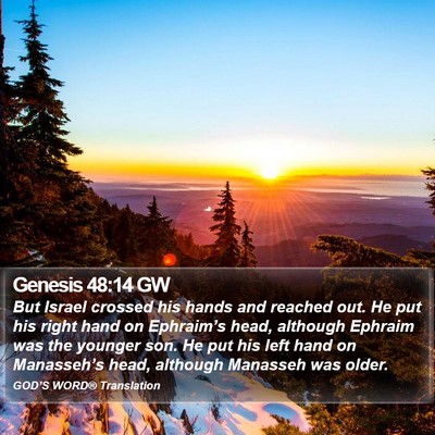 Genesis 48:14 GW Bible Verse Image