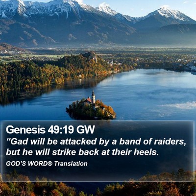 Genesis 49:19 GW Bible Verse Image