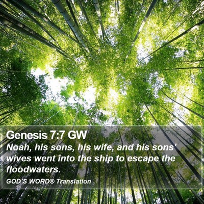 Genesis 7:7 GW Bible Verse Image
