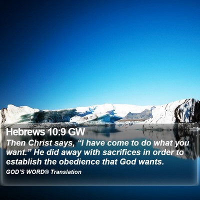 Hebrews 10:9 GW Bible Verse Image