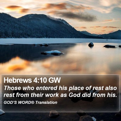 Hebrews 4:10 GW Bible Verse Image