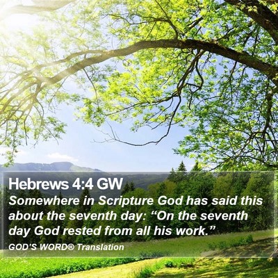 Hebrews 4:4 GW Bible Verse Image