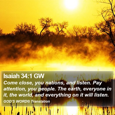 Isaiah 34:1 GW Bible Verse Image