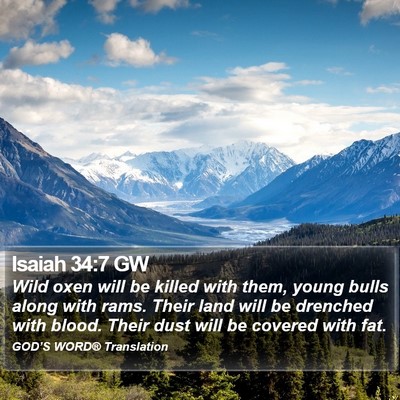 Isaiah 34:7 GW Bible Verse Image
