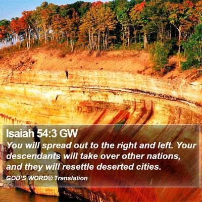 Isaiah 54:3 GW Bible Verse Image