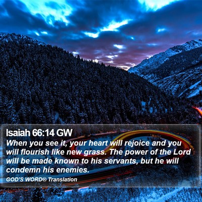 Isaiah 66:14 GW Bible Verse Image