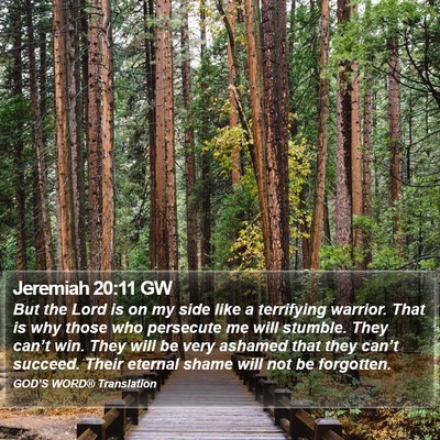 Jeremiah 20:11 GW Bible Verse Image