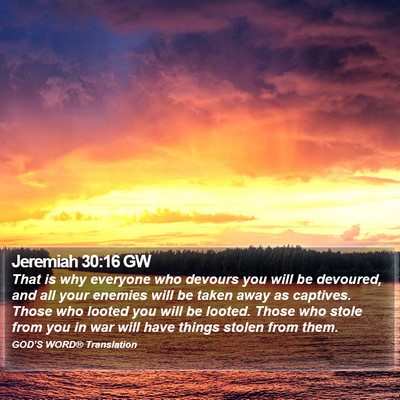 Jeremiah 30:16 GW Bible Verse Image