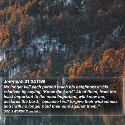 Jeremiah 31:34 GW Bible Verse Image