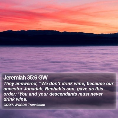 Jeremiah 35:6 GW Bible Verse Image
