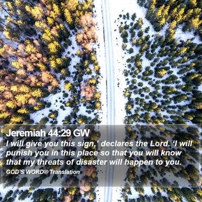 Jeremiah 44:29 GW Bible Verse Image