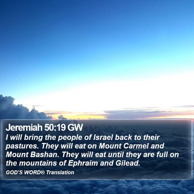 Jeremiah 50:19 GW Bible Verse Image