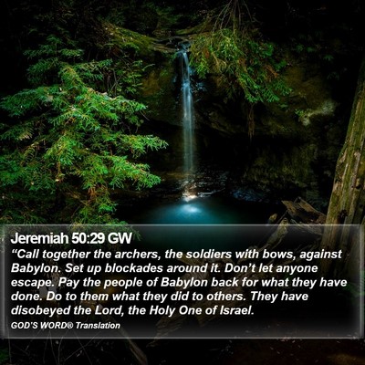 Jeremiah 50:29 GW Bible Verse Image