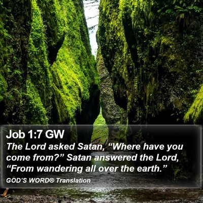 Job 1:7 GW Bible Verse Image